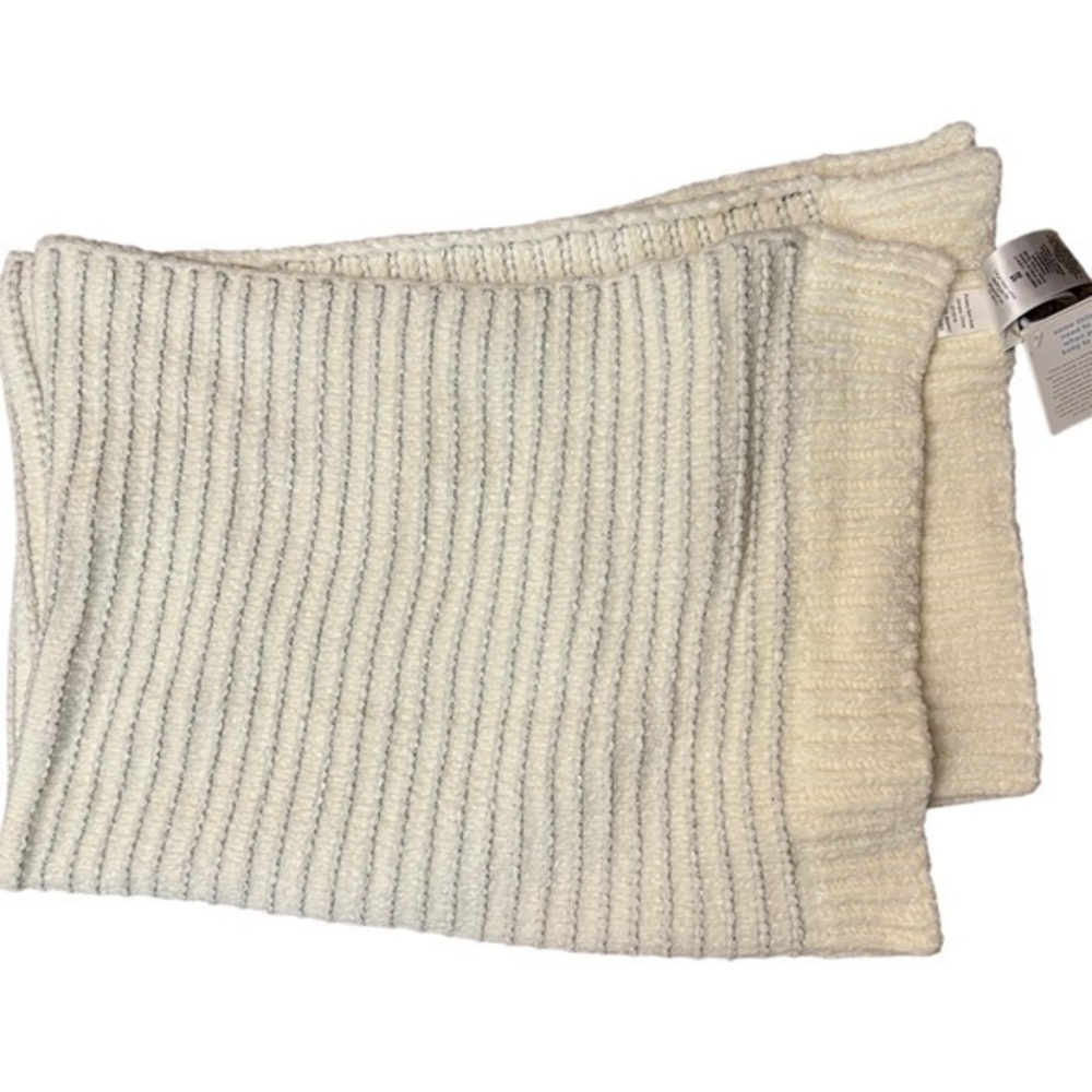 NWT PB Kids Cream / Ivory & Silver Metallic Chenille Baby Blanket